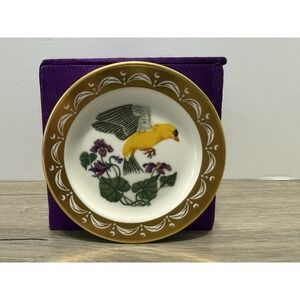 State Birds Flowers Franklin MINI Plate New Jersey Eastern Goldfinch Violet 3"